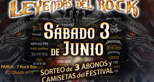 FIESTAS LEYENDAS DEL ROCK - SORTEO de 3 ABONOS y CAMISETAS del Festival en cada fiesta