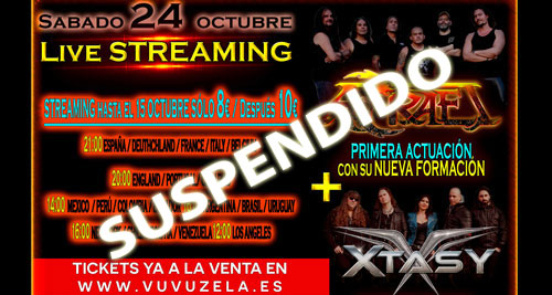 AZRAEL + XTASY en STREAMING el Sábado 24 de octubre a las 21:30 Hora española, en directo