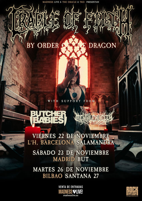 CRADLE OF FILTH + BUTCHER BABIES + MENTAL CRUELTY en Noviembre 