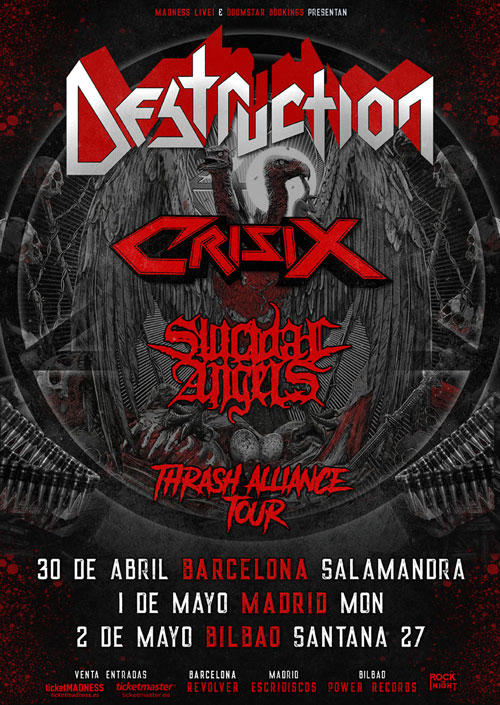 DESTRUCTION + CRISIX + SUICIDAL ANGELS - Thrash Alliance en Barcelona, Madrid y Bilbao