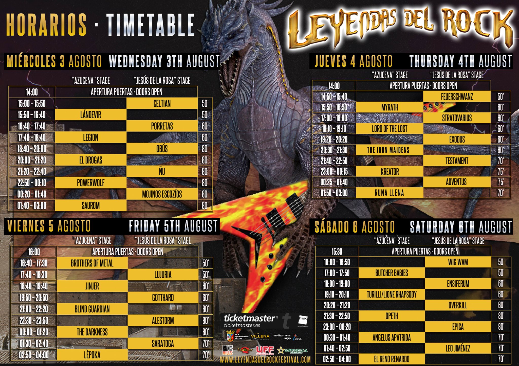 LEYENDAS DEL ROCK HORARIOS