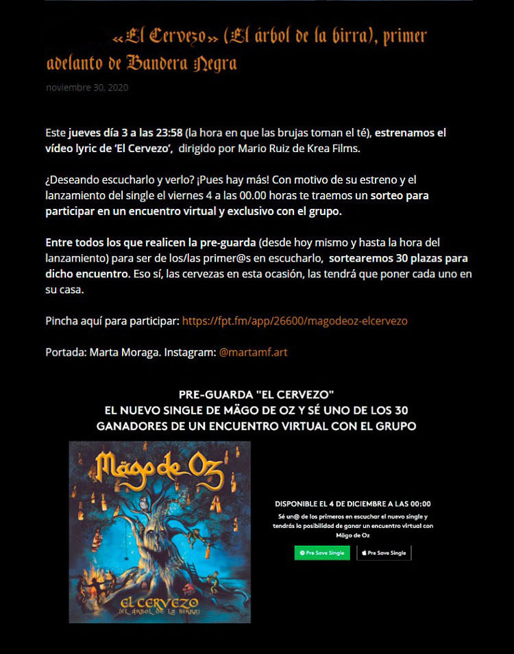 MÄGO DE OZ - portada de su primer single de su anunciado nuevo álbum ...